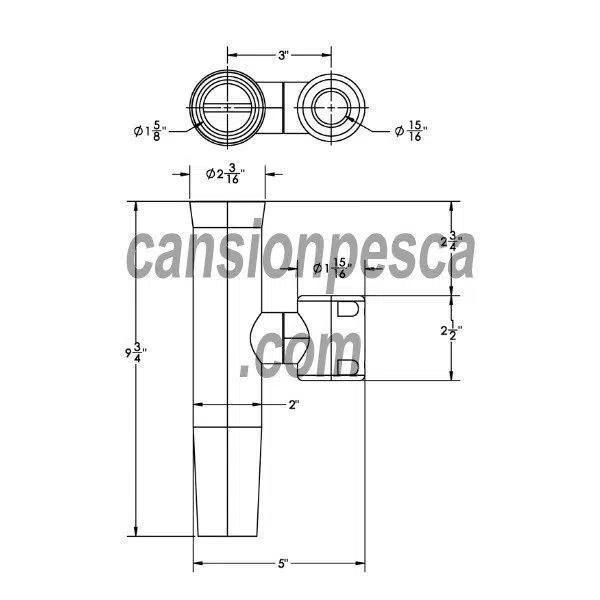 cañero balconera orientable taco acero inox 7/ 8 & 1" - canero balconera orientable taco 7 8 1 01 cañero balconera orientable taco acero inox 7/ 8 & 1" - Imagen 2