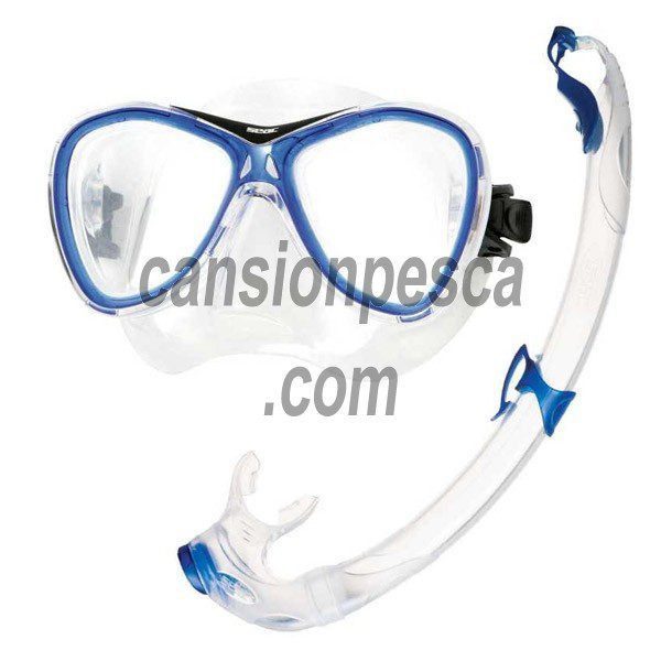 kit mascara + tubo seac sub capri - kit mascara y tubo seac capri azul