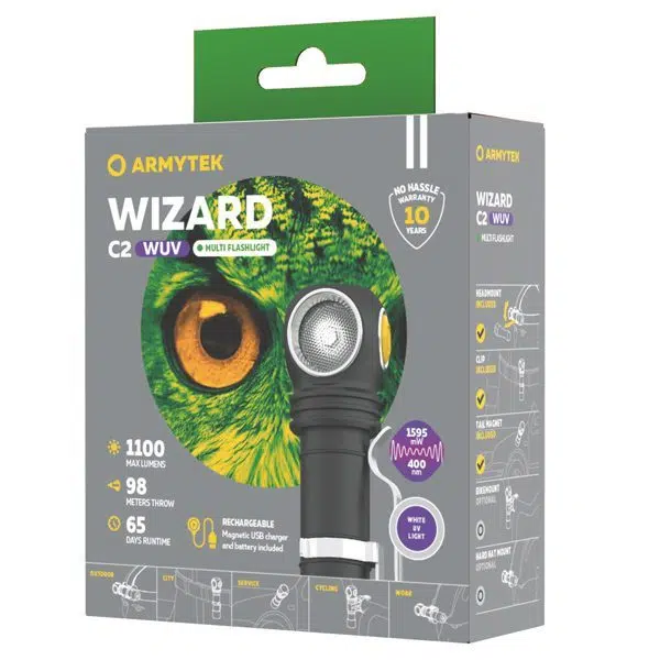 linterna frontal armytek wizard c2 white & ultraviolet 1100Lm - linterna armytek wizard c2 wuv linterna armytek wizard c2 wuv