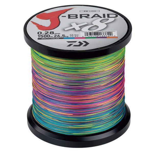 trenzado daiwa j-braid x8 multicolor 1500m - trenzado daiwa 8x multicolor 1500m