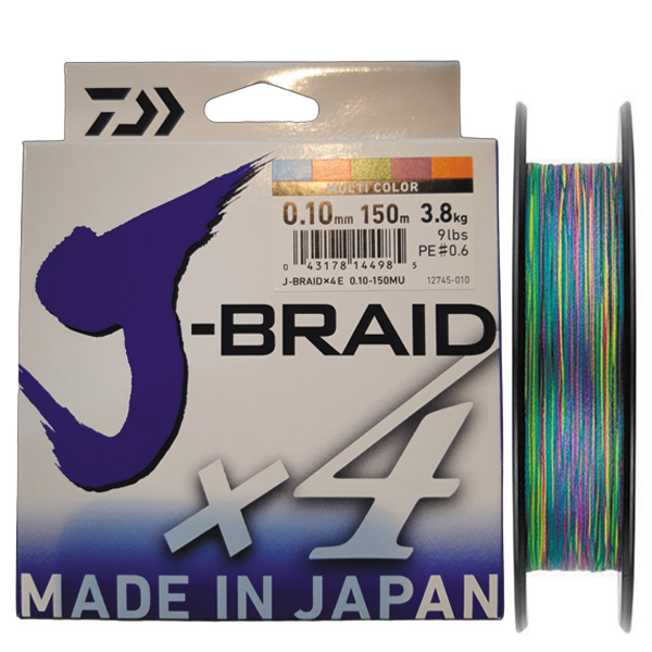 trenzado daiwa j-braid x4 multicolor 150m 