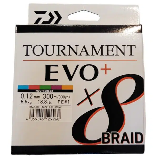 trenzado daiwa tournament evo + x8 braid multicolor 300m